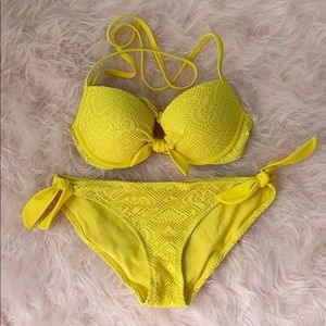 Aerie Yellow Lace Bikini XS/32C
